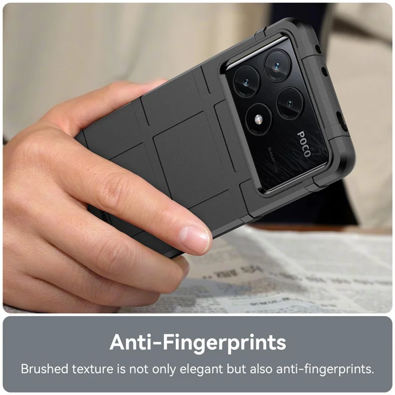 For Xiaomi Poco X6 Pro 5G / Redmi K70E 5G Case Square Grid Texture Non-slip TPU Phone Cover - Black