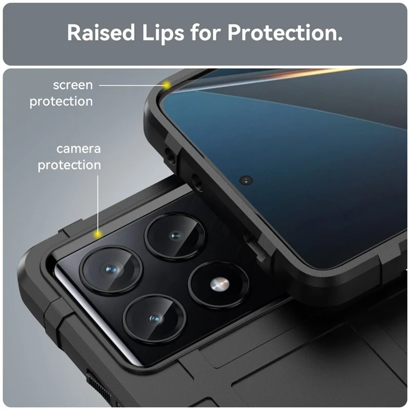 For Xiaomi Poco X6 Pro 5G / Redmi K70E 5G Case Square Grid Texture Non-slip TPU Phone Cover - Black