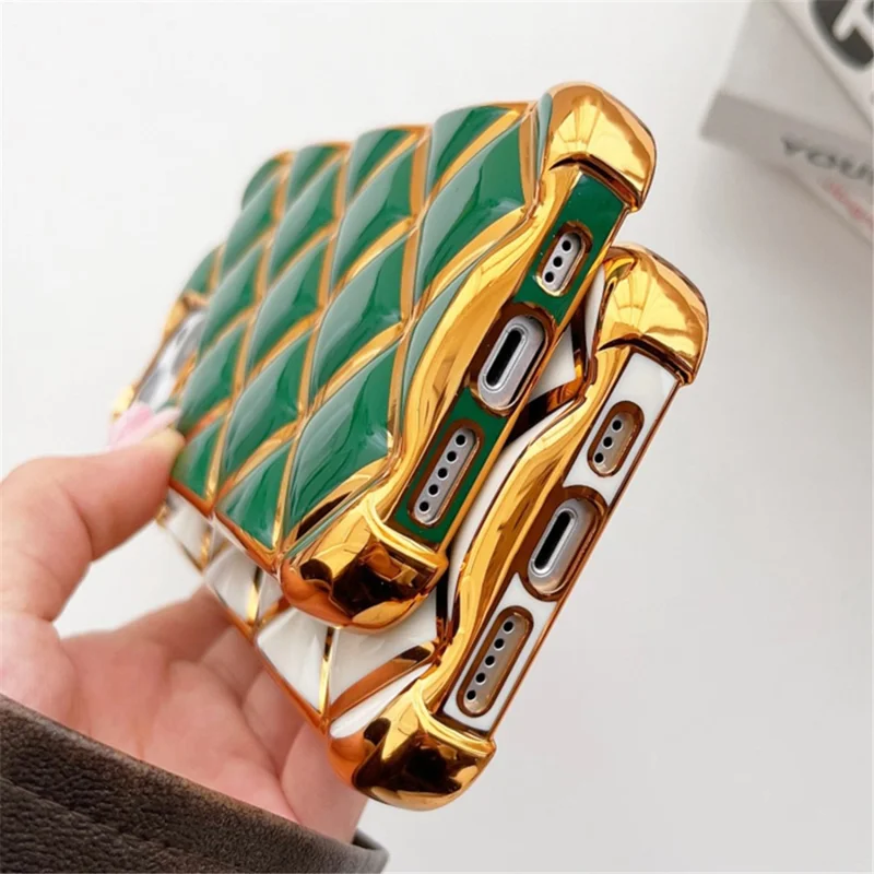 For iPhone 15 Case Electroplating Diamond Pattern Soft TPU Protective Phone Cover - Black