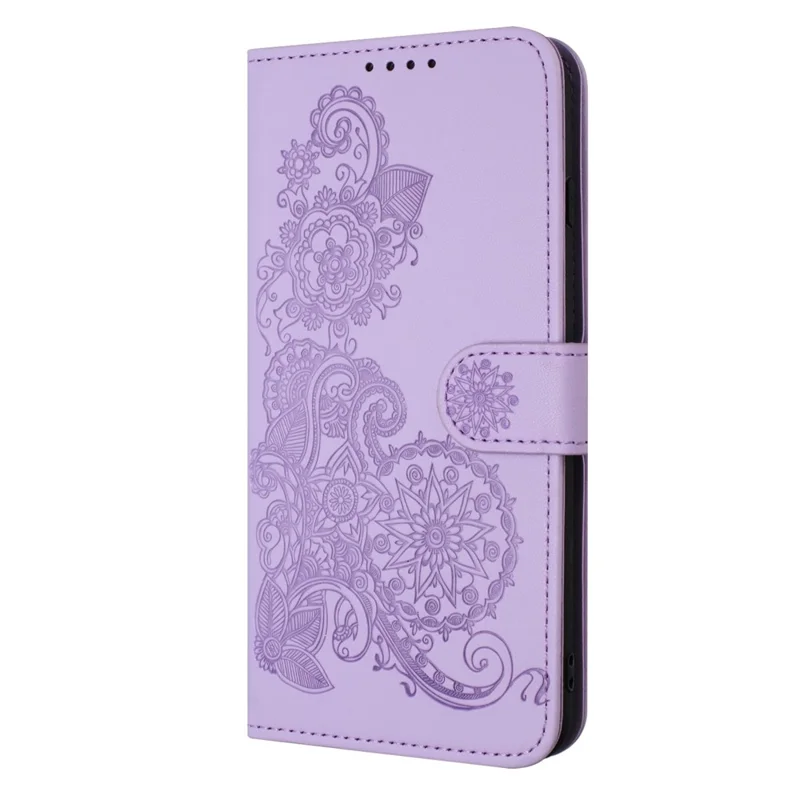 For Xiaomi Redmi Note 13 4G Phone Cases Mandala Flower Leather Wallet Mobile Cover with Strap - Purple