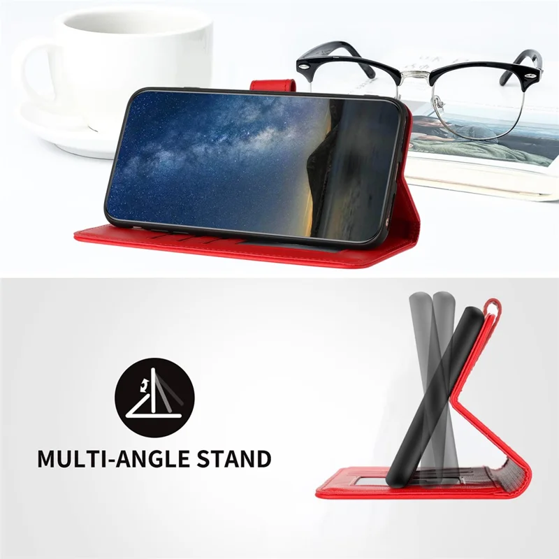 For Xiaomi Redmi Note 13 Pro 5G / Poco X6 5G Phone Cases Mandala Flower Leather Wallet Mobile Cover with Strap - Red