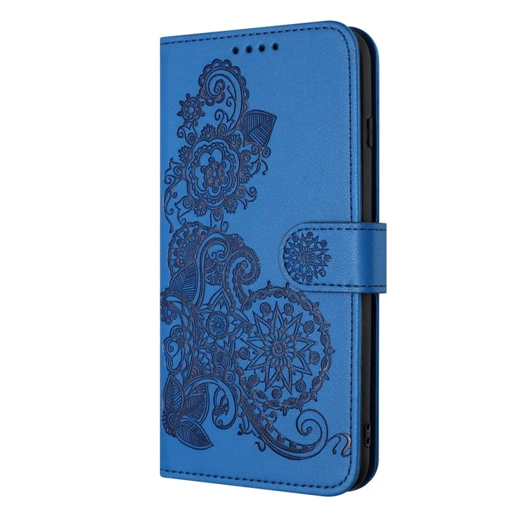 For Google Pixel 9 / Pixel 9 Pro Phone Cases Mandala Flower Leather Wallet Mobile Cover with Strap - Sapphire