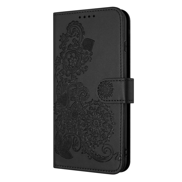 For Xiaomi Redmi Note 13 Pro 4G / Poco M6 Pro 4G Phone Cases Mandala Flower Leather Wallet Mobile Cover with Strap - Black