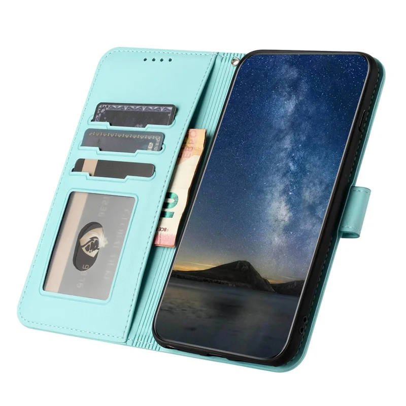 For Xiaomi Redmi Note 13 Pro 4G / Poco M6 Pro 4G Phone Cases Mandala Flower Leather Wallet Mobile Cover with Strap - Baby Blue