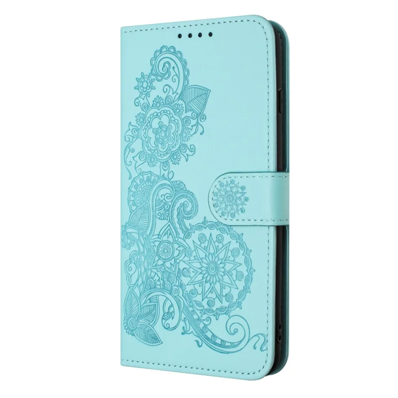 For Xiaomi Redmi Note 13 Pro 4G / Poco M6 Pro 4G Phone Cases Mandala Flower Leather Wallet Mobile Cover with Strap - Baby Blue