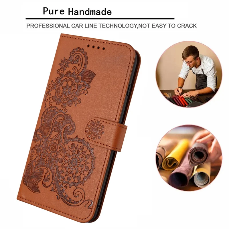 YX0050 Para Xiaomi Redmi Note 13 Pro 4G / Poco M6 Pro 4G Wallet Phone Case Anti-Drop Leather Folio Flip Case - Coffee
