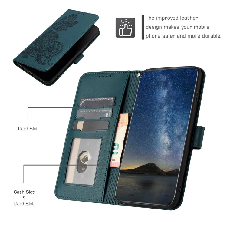 For Xiaomi Redmi Note 13 Pro+ 5G Phone Cases Mandala Flower Leather Wallet Mobile Cover with Strap - Blackish Green