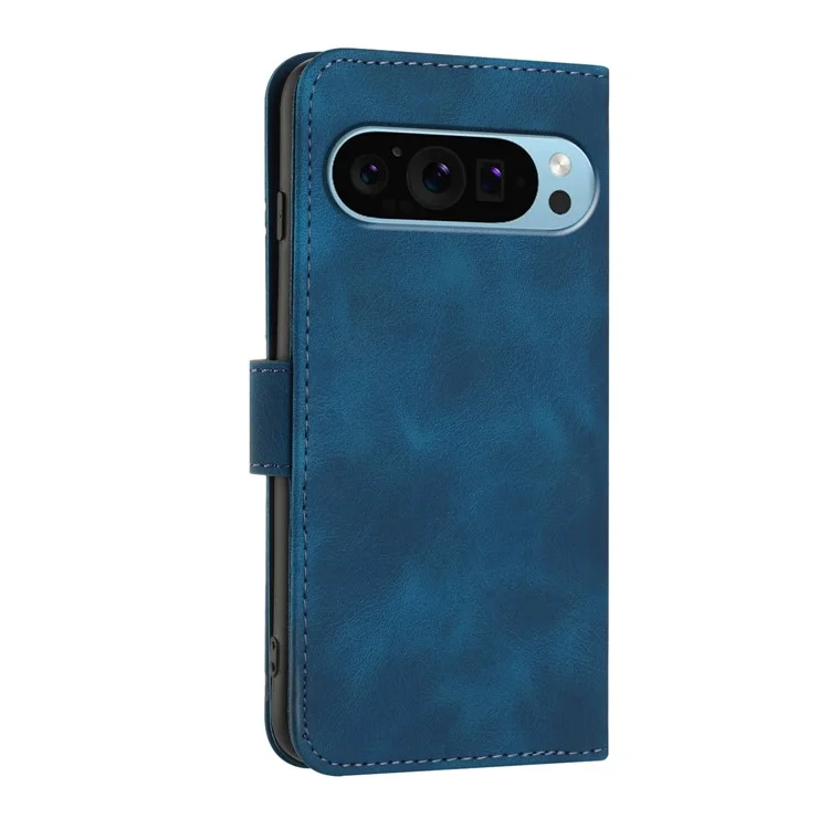 YX0040 für Google Pixel 9 / Pixel 9 Pro Geprägte Lederhülle mit Ständer, stoßfest und Smart Phone Cover - Saphir