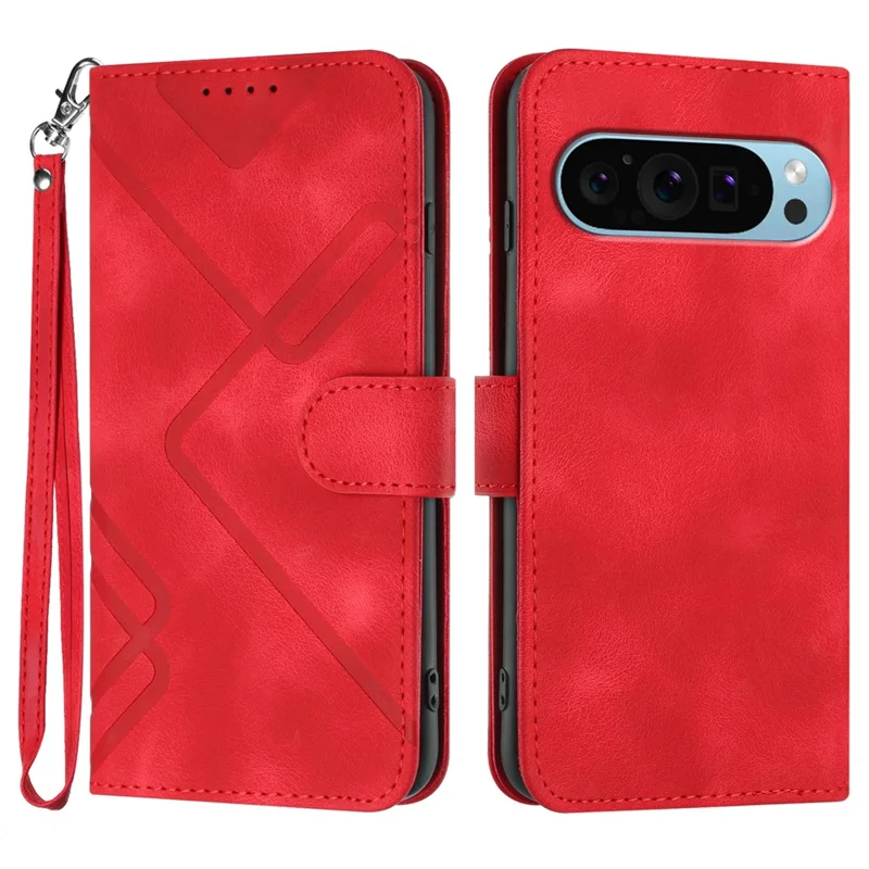 YX0040 For Google Pixel 9 / Pixel 9 Pro Imprinted Case Leather Stand Shockproof Smart Phone Cover - Red