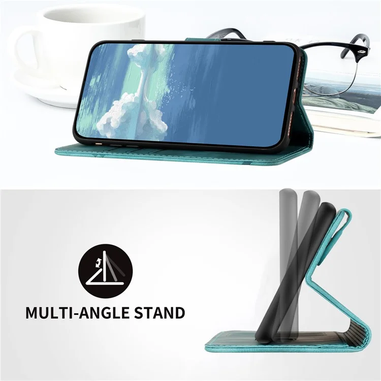 YX0040 Para Xiaomi Redmi Note 13 Pro 5G / Poco X6 5G Funda Impresa de Cuero Resistente a los Golpes y Cartera de Teléfono - Azul Bebé