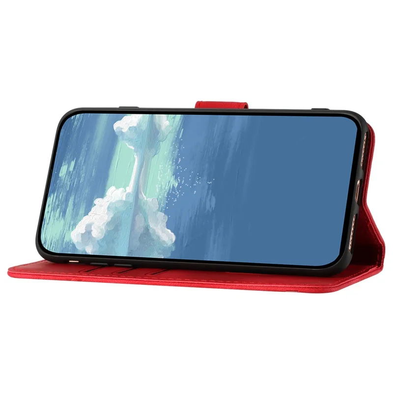 YX0040 For Xiaomi Redmi Note 13 Pro 5G / Poco X6 5G Case Imprinted Leather Shockproof Wallet Phone Cover - Red