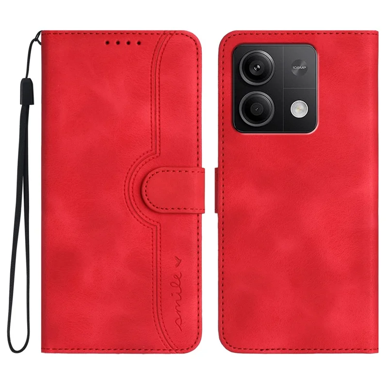 YX003 For Xiaomi Redmi Note 13 5G Leather Case Wallet Stand Full Protection Imprinted Phone Case - Red
