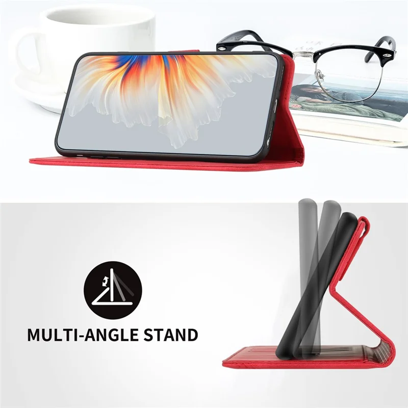 YX003 For Xiaomi Redmi Note 13 5G Leather Case Wallet Stand Full Protection Imprinted Phone Case - Red