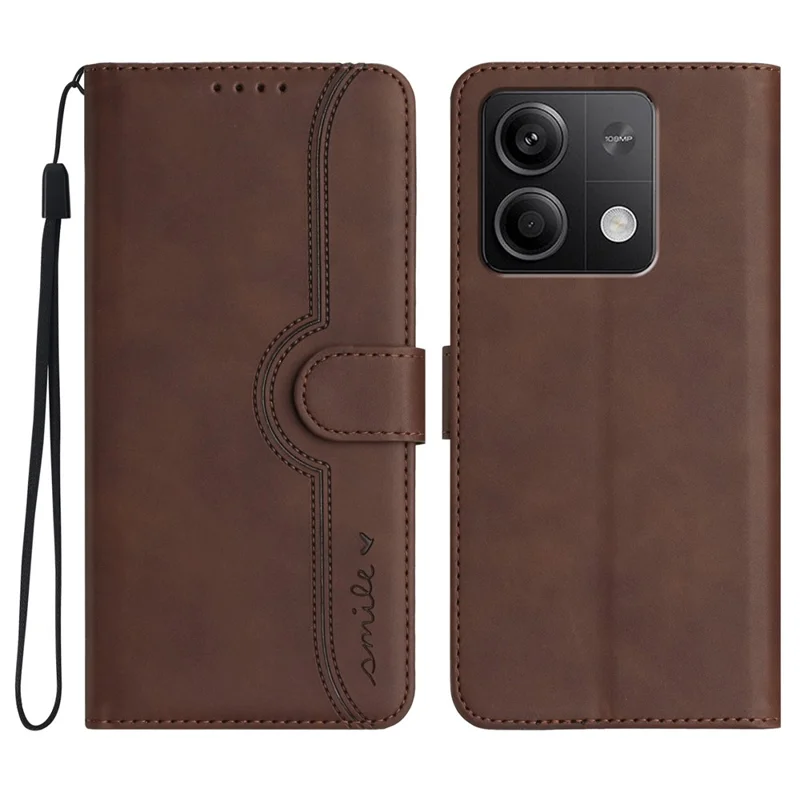 YX003 Etui skórzane z portfelem i podstawką do Xiaomi Redmi Note 13 5G, etui z nadrukiem, pełna ochrona - brązowe