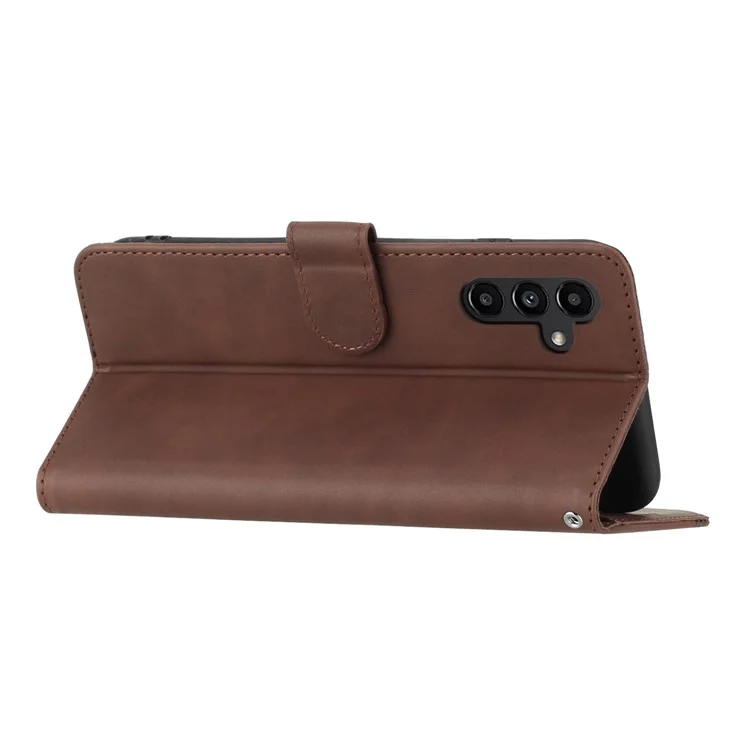 YX003 Per Samsung Galaxy S23 FE Wallet Phone Case Stand Imprinted Leather Flip Cover - Marrone