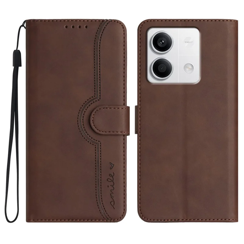 YX003 For Xiaomi Redmi Note 13 4G Case Imprinted Leather Wallet Stand Phone Cover - Brown
