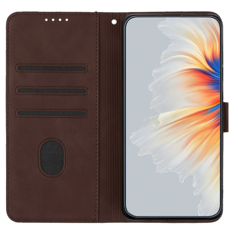 YX003 For Xiaomi Redmi Note 13 4G Case Imprinted Leather Wallet Stand Phone Cover - Brown