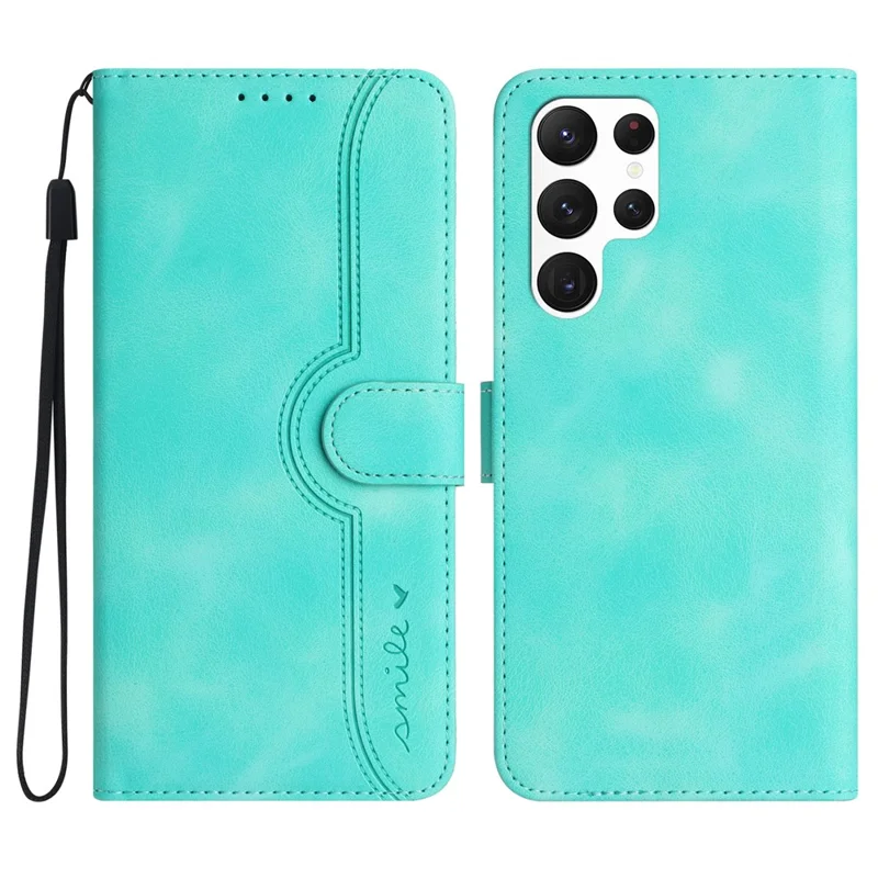 YX003 Pour Samsung Galaxy S24 Ultra Stand Case Anti-Drop Imprinted Leather Wallet Phone Cover - Bleu bébé