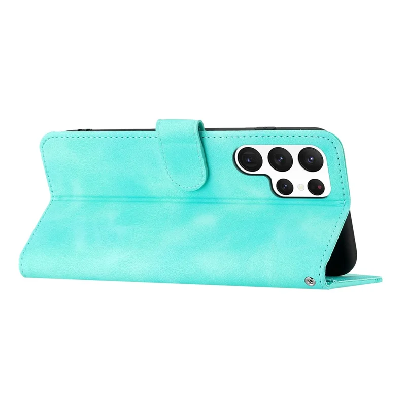 YX003 Pour Samsung Galaxy S24 Ultra Stand Case Anti-Drop Imprinted Leather Wallet Phone Cover - Bleu bébé