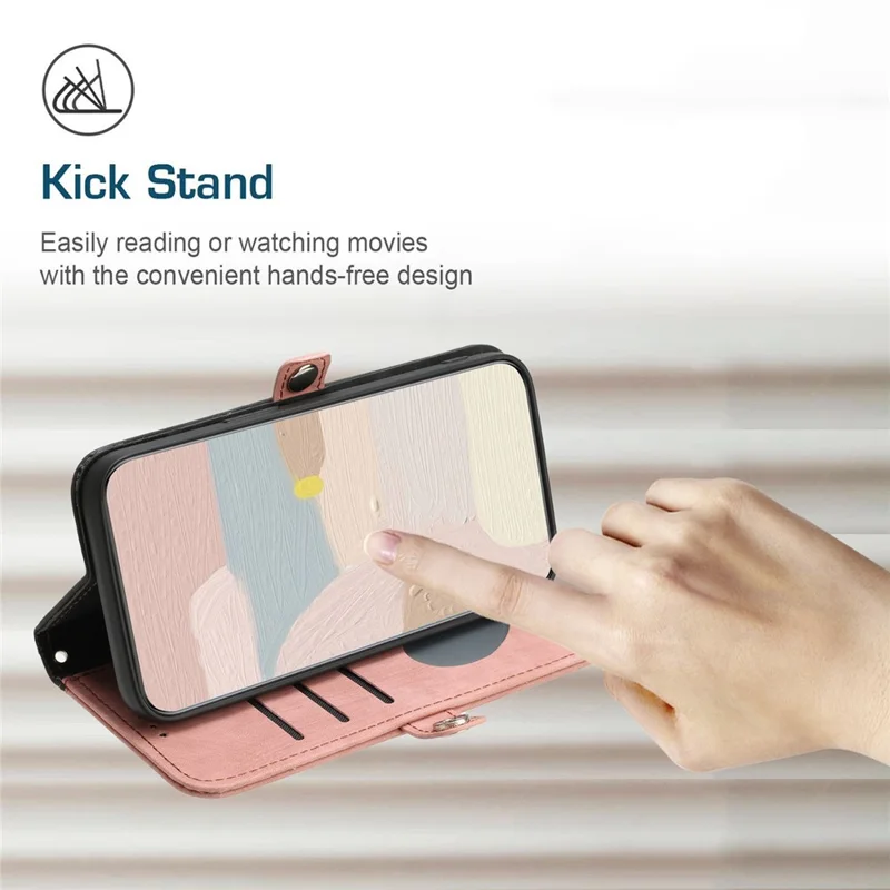 YX0020 For Samsung Galaxy S24 Case PU Leather Wallet Card Slots Phone Cover Double Magnetic Clasp - Pink