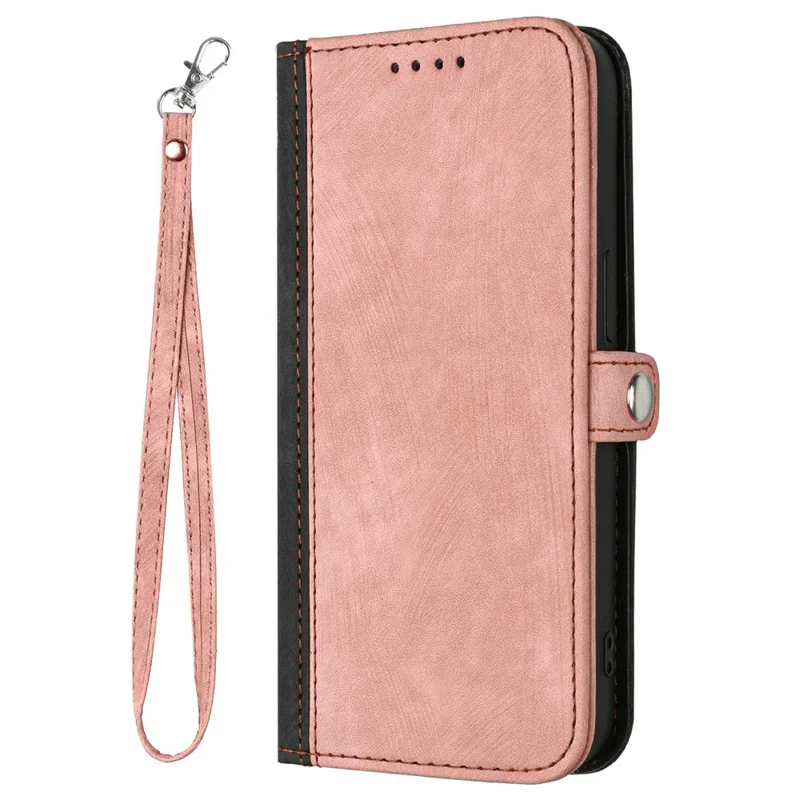 YX0020 For Xiaomi Redmi Note 13 5G Case PU Leather Shockproof Wrist Strap Phone Cover - Pink