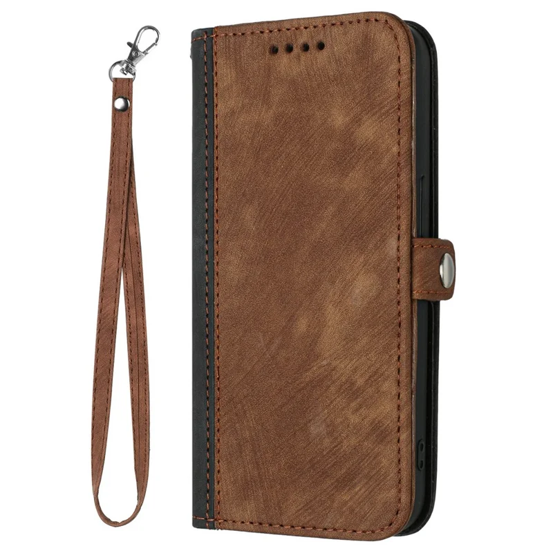 YX0020 For Xiaomi Redmi Note 13 5G Case PU Leather Shockproof Wrist Strap Phone Cover - Coffee