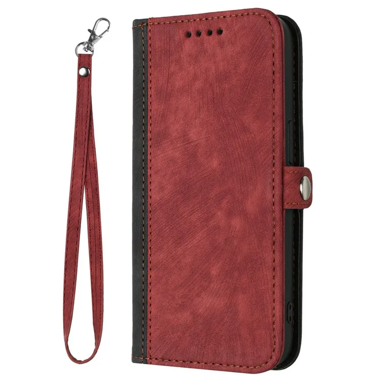 YX0020 Per Xiaomi Redmi Note 13 4G Case PU Pelle Stand Card Slots Cover telefono con Cinturino per il Polso - Rosso