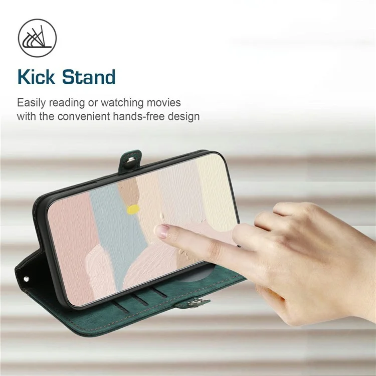 YX0020 Für Google Pixel 9 Pro XL Schutzhülle aus PU-Leder Wallet Phone Cover mit Riemen - Dunkelgrün