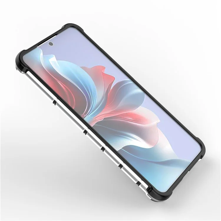 Für Oppo Reno11 F 5G Handyhülle Wabendesign Stoßfeste Rückseite - Grau