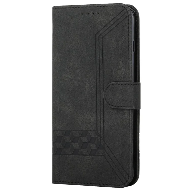 YX0010 Series for Xiaomi Redmi Note 13 5G Case Imprinted Leather Card Slots Phone Cover with Hand Strap - Black