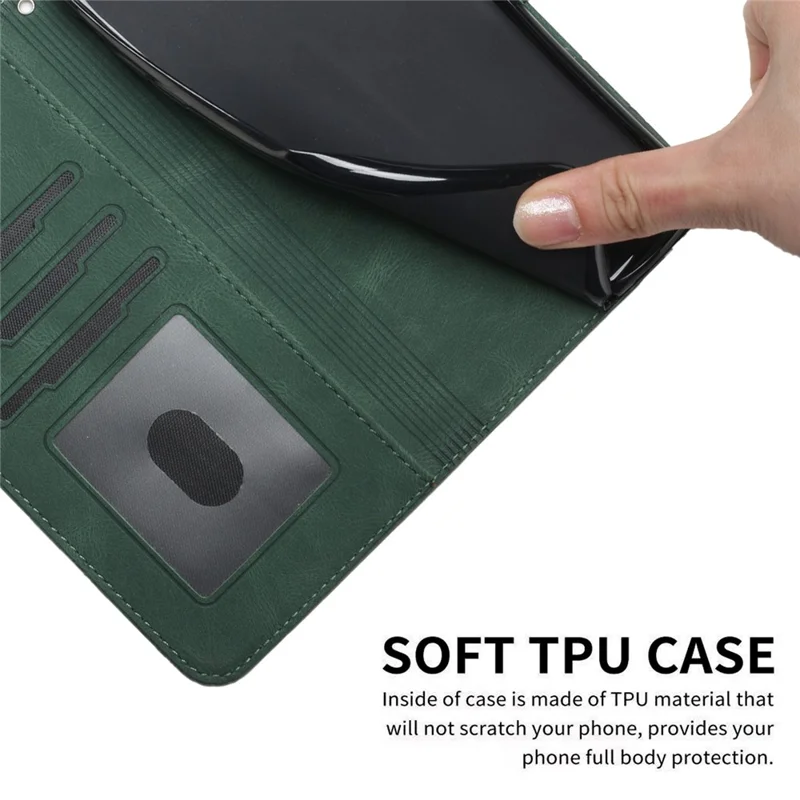YX0010 Series Phone Stand Case for Google Pixel 9 / Pixel 9 Pro PU Leather Cell Phone Cover PU Leather Wallet - Blackish Green