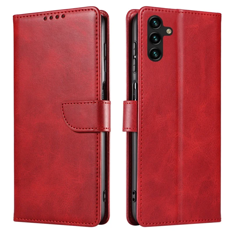 For Samsung Galaxy A15 4G / A15 5G Leather Cover Flip Stand Wallet Phone Case - Red
