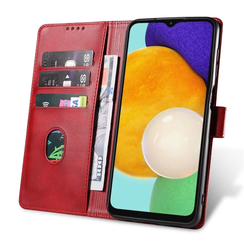 For Samsung Galaxy A15 4G / A15 5G Leather Cover Flip Stand Wallet Phone Case - Red