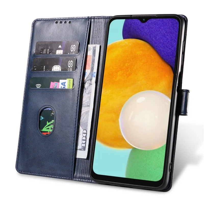 For Samsung Galaxy A15 4G / A15 5G Leather Cover Flip Stand Wallet Phone Case - Blue