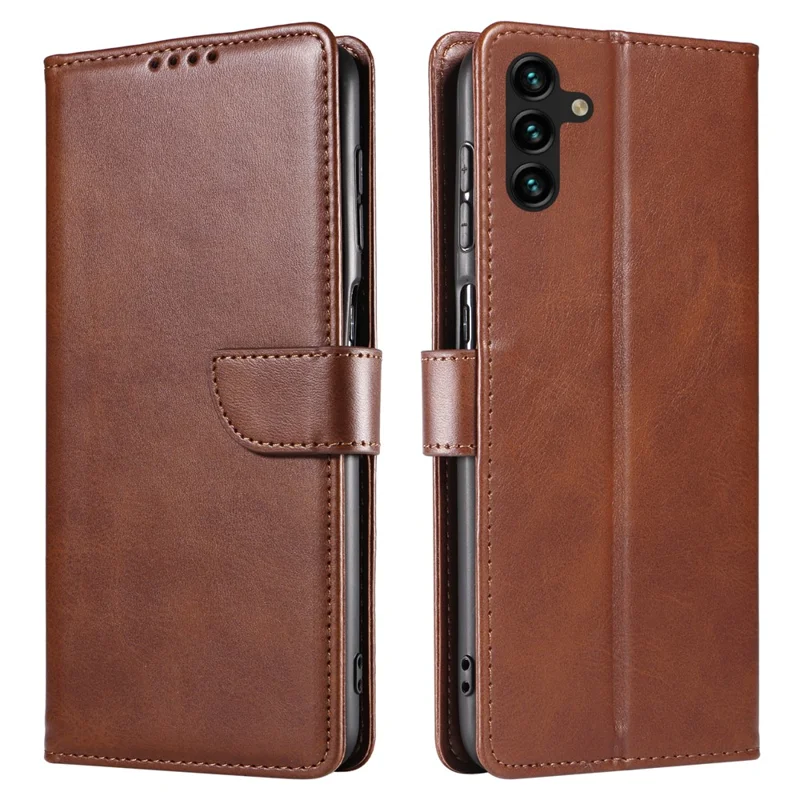 Para Samsung Galaxy A15 4G / A15 5G Funda de Piel con Tapa y Soporte Tipo Cartera - Marrón
