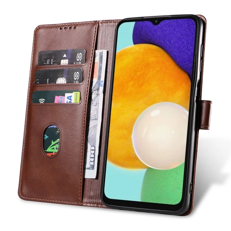 Para Samsung Galaxy A15 4G / A15 5G Funda de Piel con Tapa y Soporte Tipo Cartera - Marrón