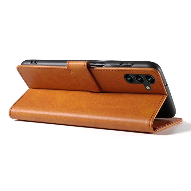 For Samsung Galaxy A15 4G / A15 5G Leather Cover Flip Stand Wallet Phone Case - Khaki