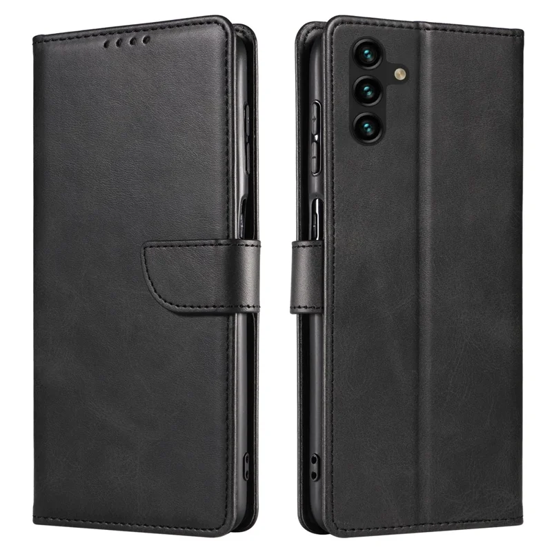 For Samsung Galaxy A55 5G Phone Cover Flip Stand Bump Proof Leather Case - Black