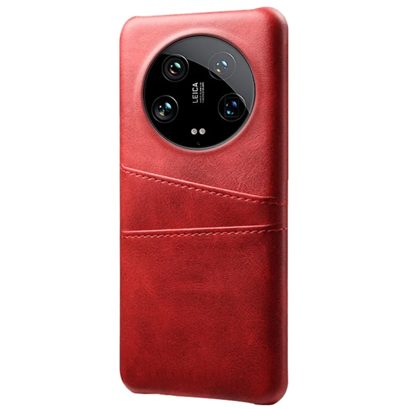 For Xiaomi 14 Ultra Mobile Phone Case PU Leather Coated PC Cover with 2 Card Slots - Red