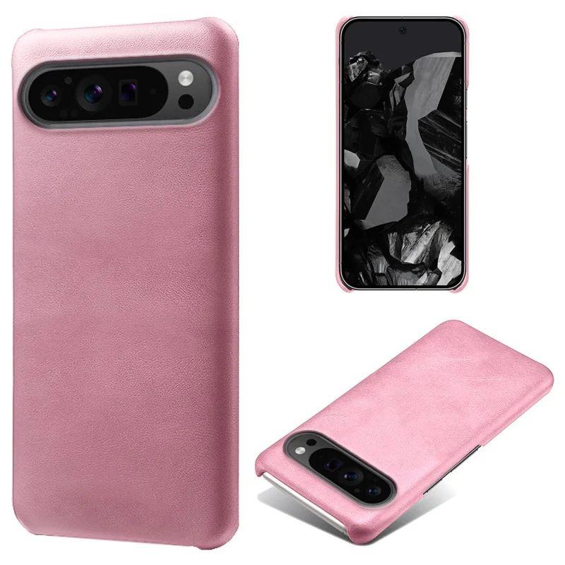 For Google Pixel 9 Pro XL Calf Texture Case PU Leather+PC Mobile Phone Cover - Rose Gold