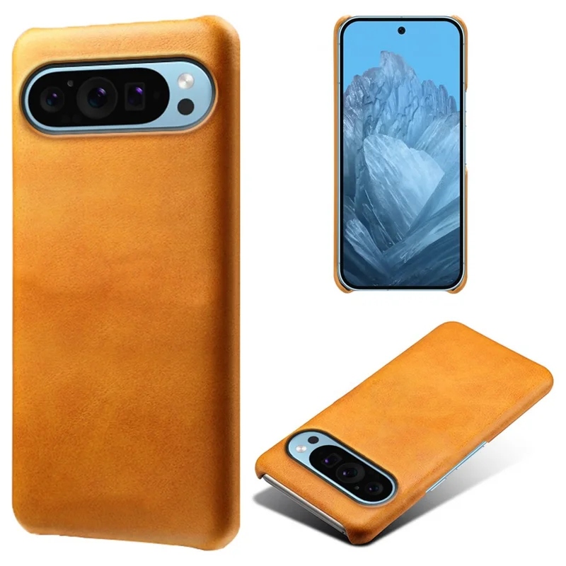 For Google Pixel 9 / Pixel 9 Pro Cases Slim-Fit Calf Texture Phone Cover PU Leather+PC Mobile Phone Shell - Orange