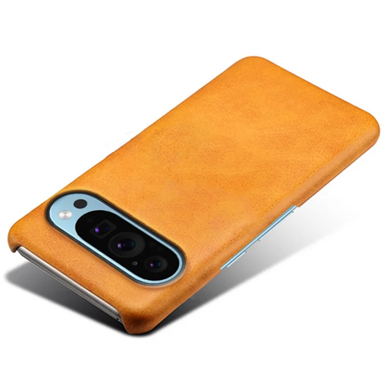 For Google Pixel 9 / Pixel 9 Pro Cases Slim-Fit Calf Texture Phone Cover PU Leather+PC Mobile Phone Shell - Orange