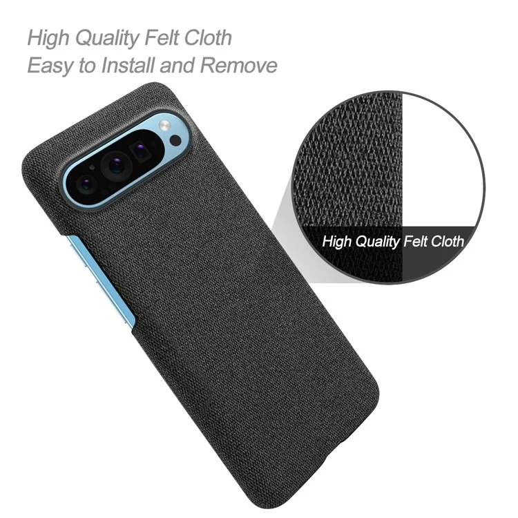 Para Google Pixel 9 / Pixel 9 Pro Case PC+Cloth Drop-Resistant Phone Protective Cover - Preto