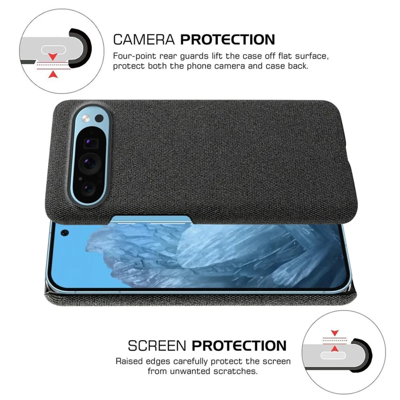 Para Google Pixel 9 / Pixel 9 Pro Case PC+Cloth Drop-Resistant Phone Protective Cover - Preto