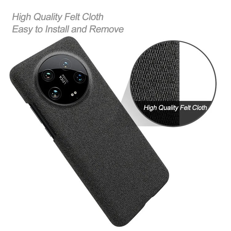 Pour Xiaomi 14 Ultra Coque de protection antichoc PC+Cloth Slim Mobile Phone Cover - Noir