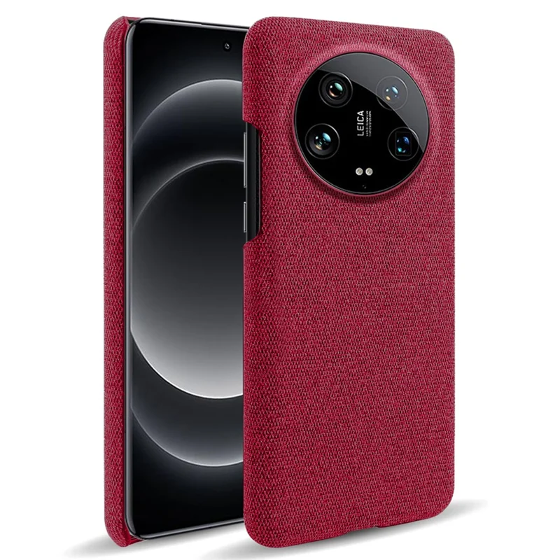 For Xiaomi 14 Ultra Shockproof Case PC+Cloth Slim Mobile Phone Cover - Red