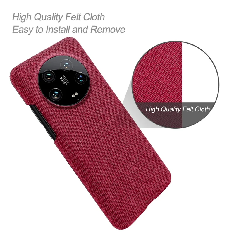 For Xiaomi 14 Ultra Shockproof Case PC+Cloth Slim Mobile Phone Cover - Red