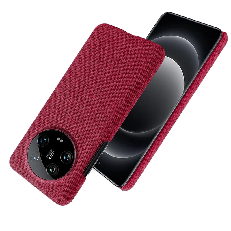 For Xiaomi 14 Ultra Shockproof Case PC+Cloth Slim Mobile Phone Cover - Red