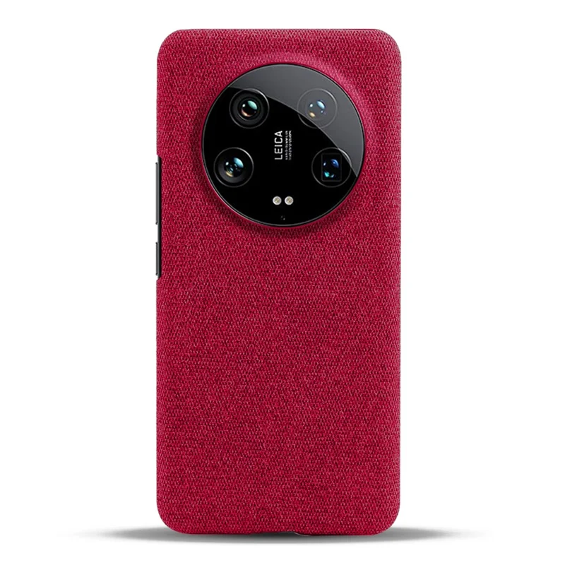 For Xiaomi 14 Ultra Shockproof Case PC+Cloth Slim Mobile Phone Cover - Red