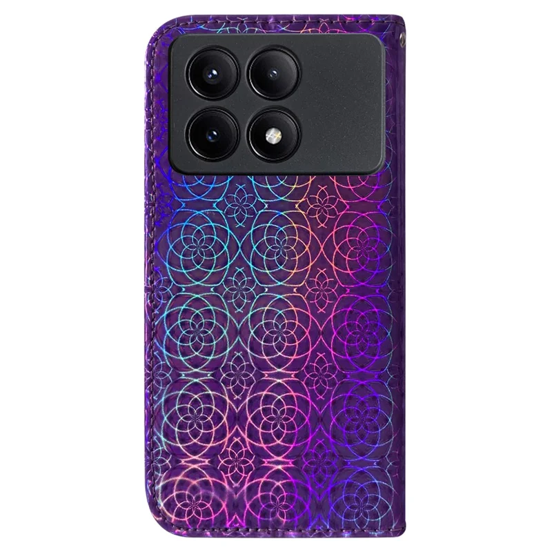 For Xiaomi Redmi K70E 5G / Poco X6 Pro 5G PU Leather Phone Cover Shockproof Dazzling Flower Pattern Case - Purple